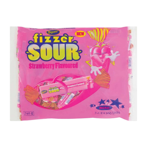 Beacon Mini Fizzers Sour Strawberry Size: 740g 100 Units
