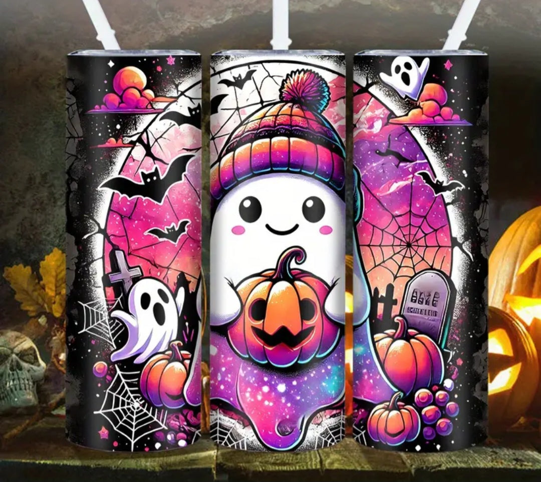 20oz Stainless Steel Flask Halloween Ghost Beanie
