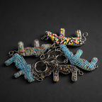 Beaded Rhino Flat Keyring