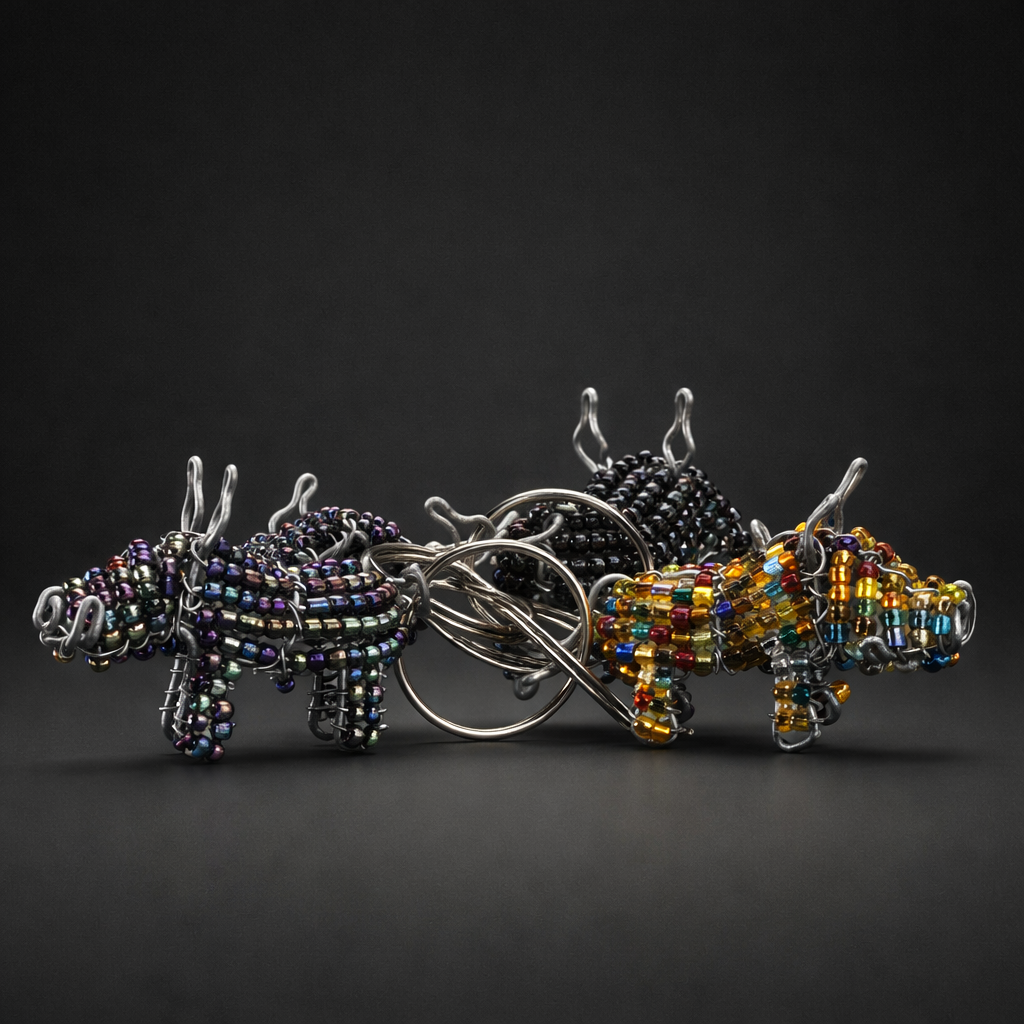 Beaded Warthog 3D Keyring