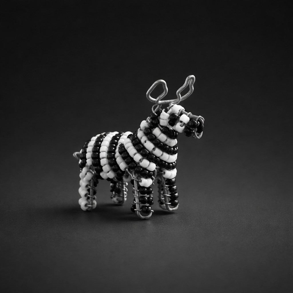 Beaded Zebra 3D Keyring