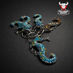 Beaded Seahorse Flat Keyring