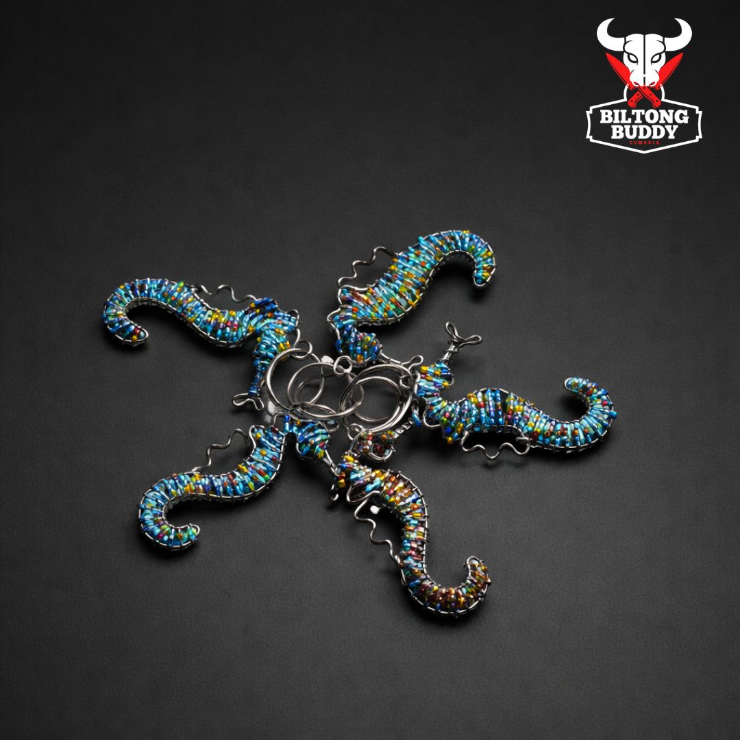 Beaded Seahorse Flat Keyring