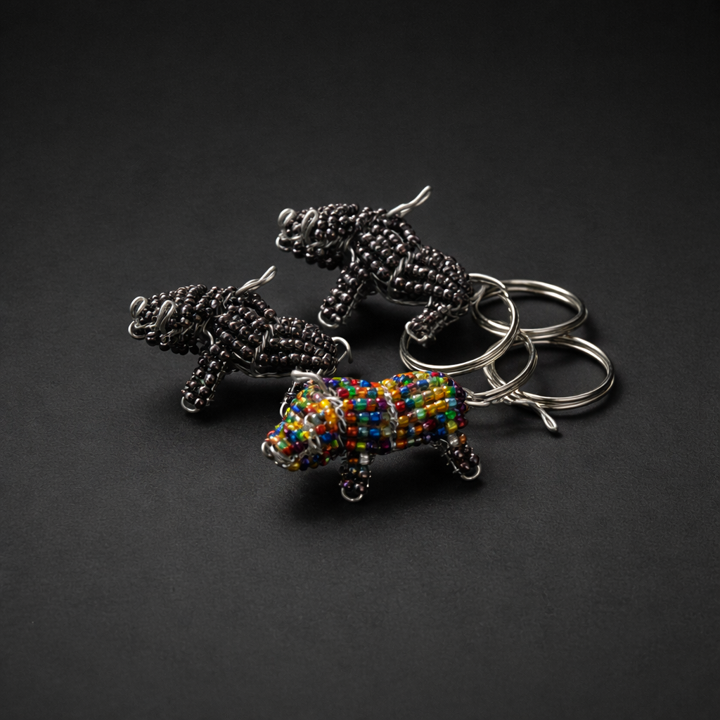 Beaded Warthog 3D Keyring