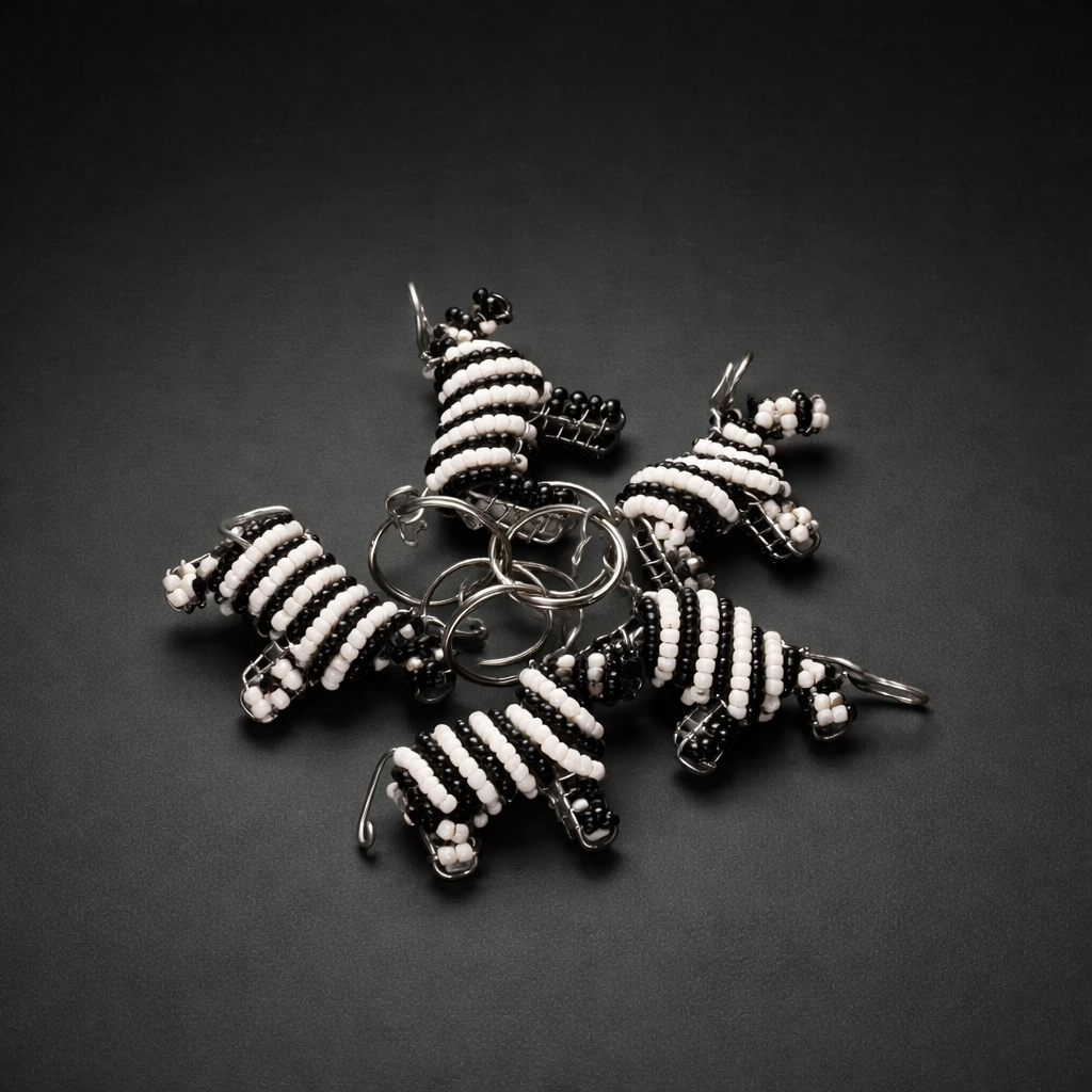 Beaded Zebra 3D Keyring