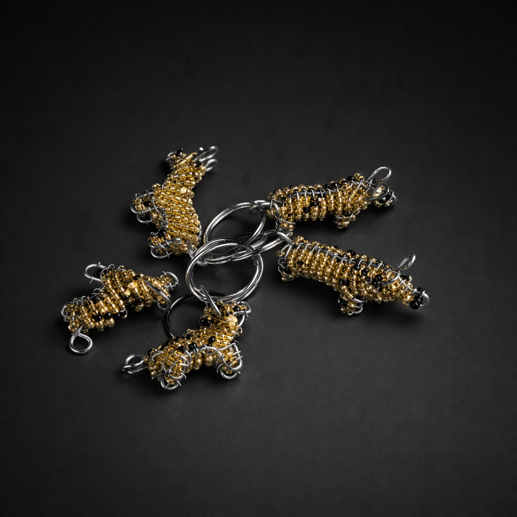 Beaded Wild Dog 3D Keyring