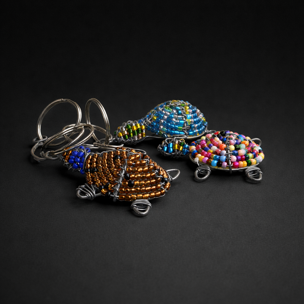Beaded Turtle 3D Keyring