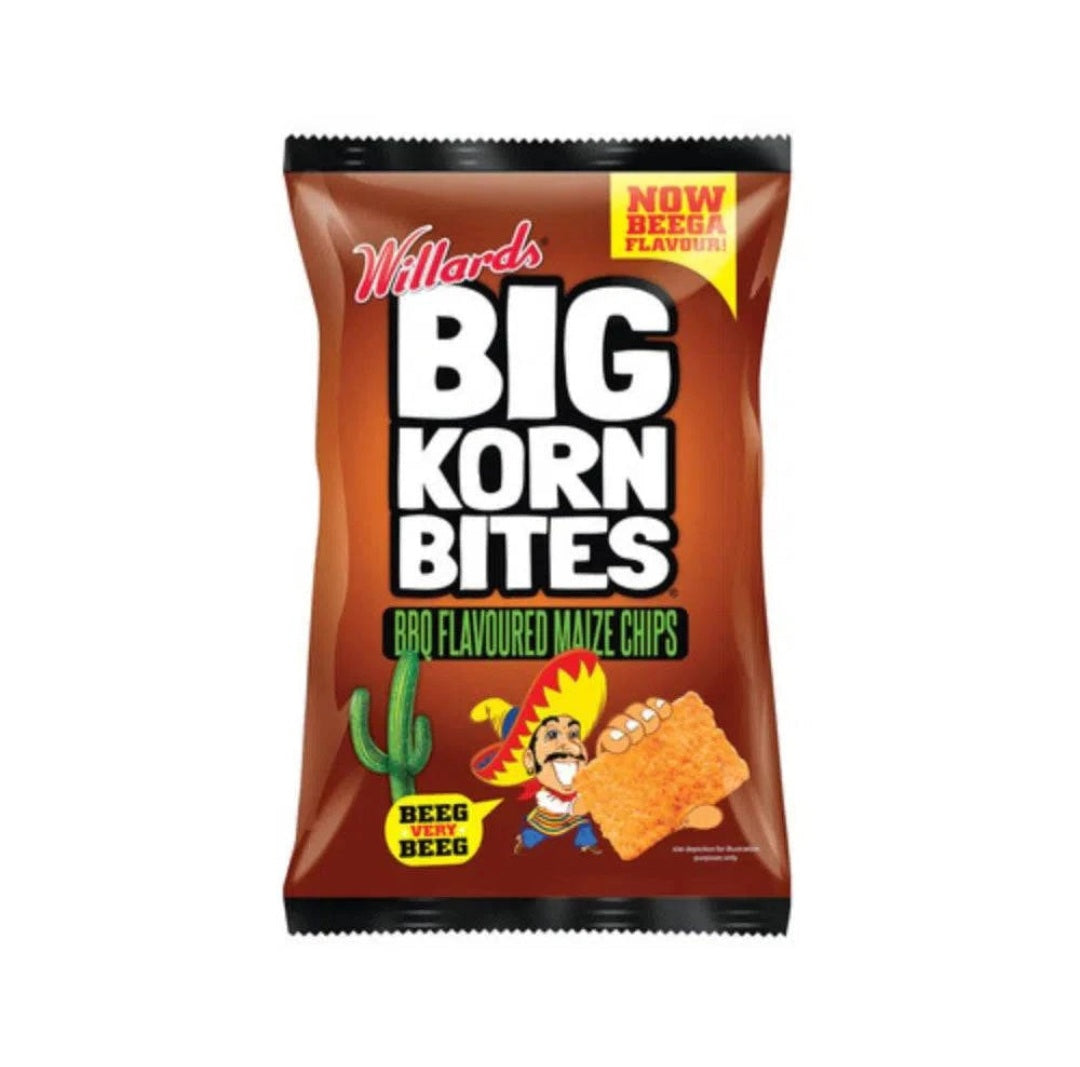 Willards Big Korn Bites Barbecue Flavoured Maize Chips Size: 120g