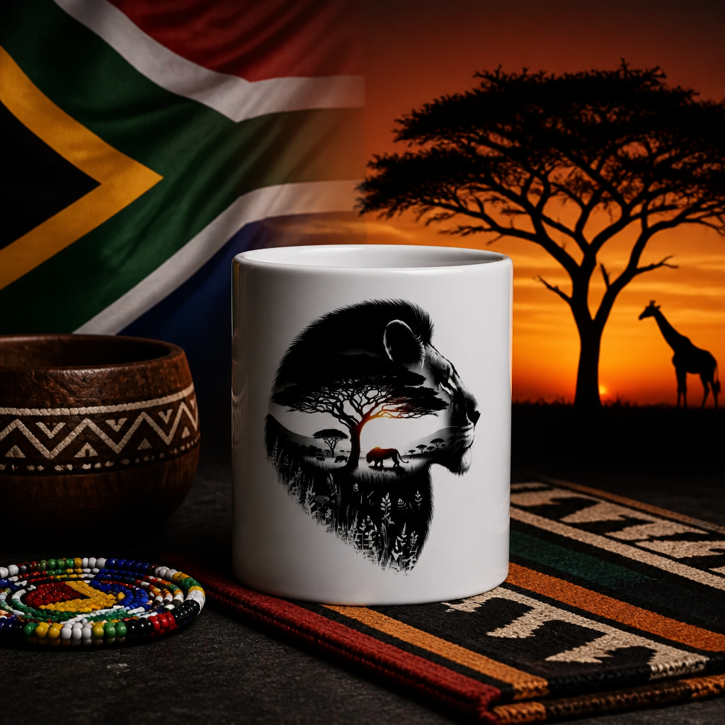 Lion Design White glossy mug