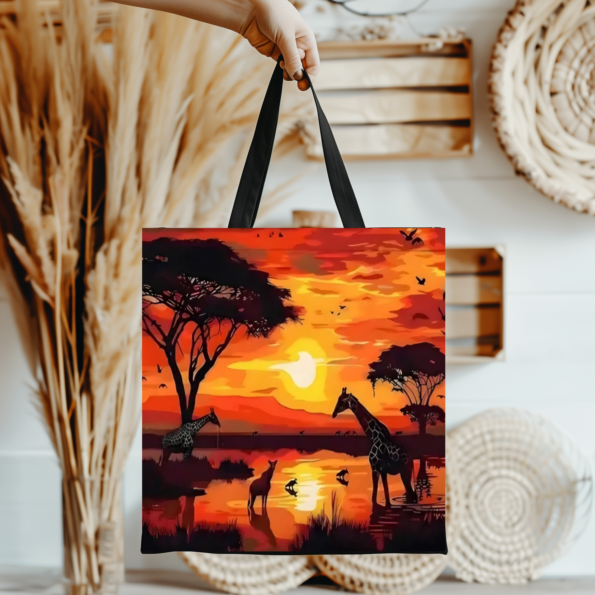 African Safari Sunset Tote Bag