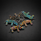 Beaded Rhino Flat Keyring