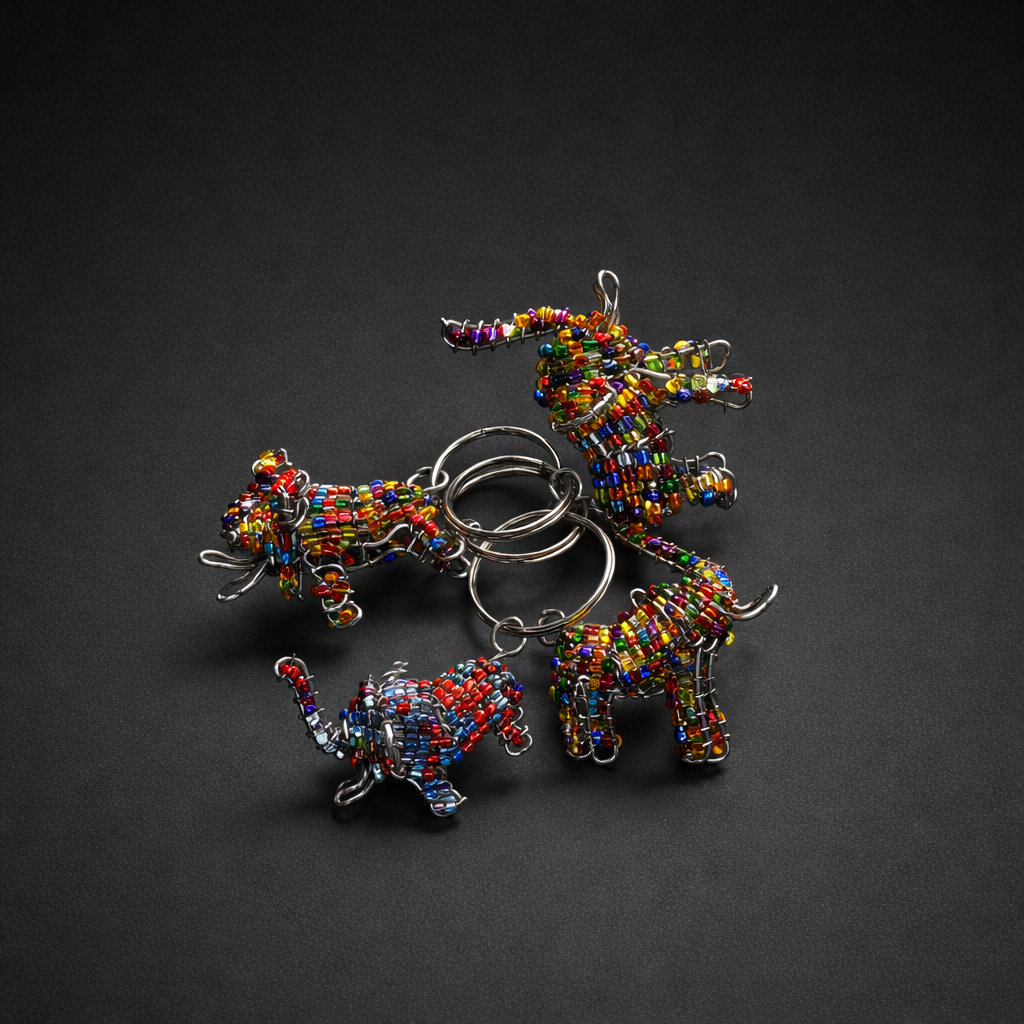 Beaded Elephant 3D Keyring