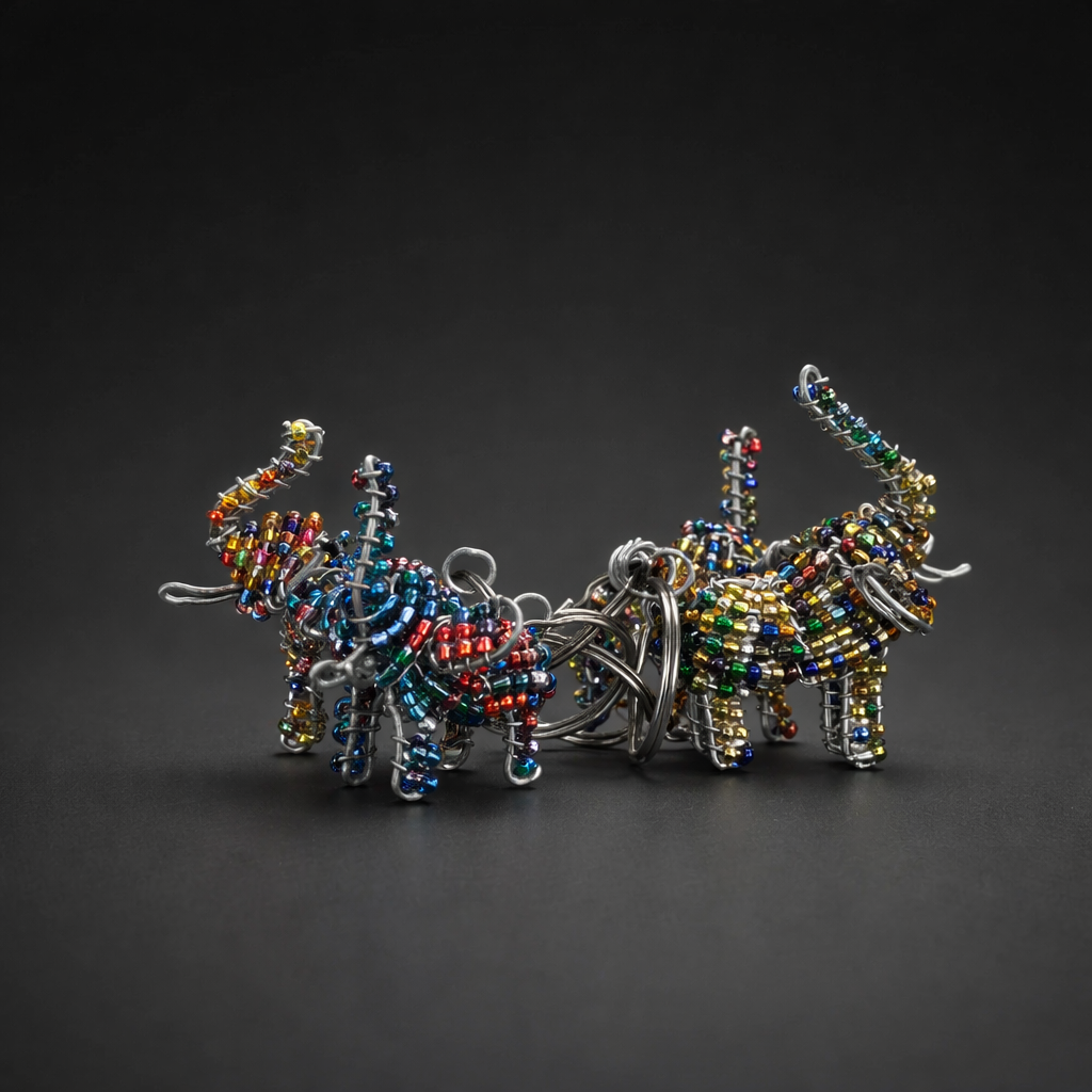 Beaded Elephant 3D Keyring