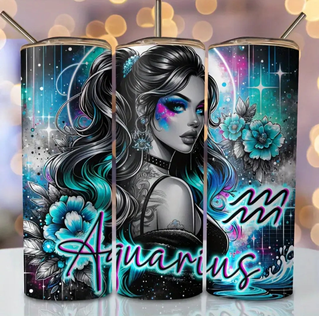 20oz Stainless Steel Flask Aquarius