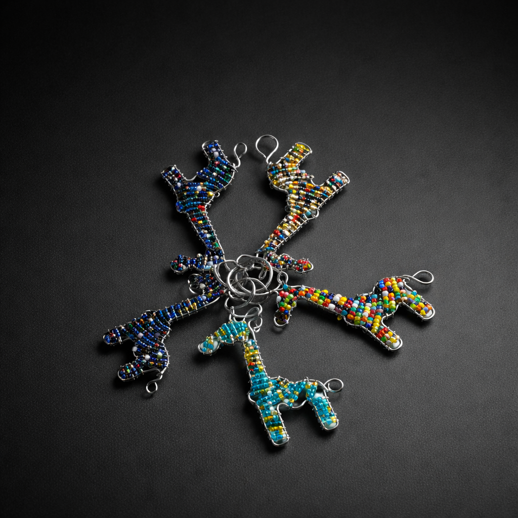 Beaded Giraffe Flat Keyring