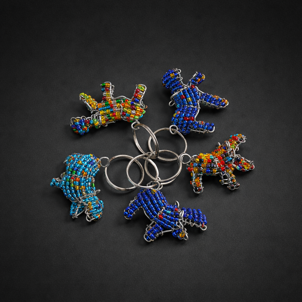Beaded Hippo 3D Keyring