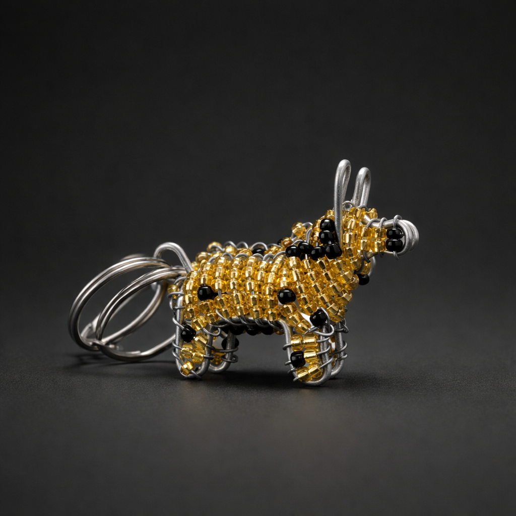 Beaded Wild Dog 3D Keyring