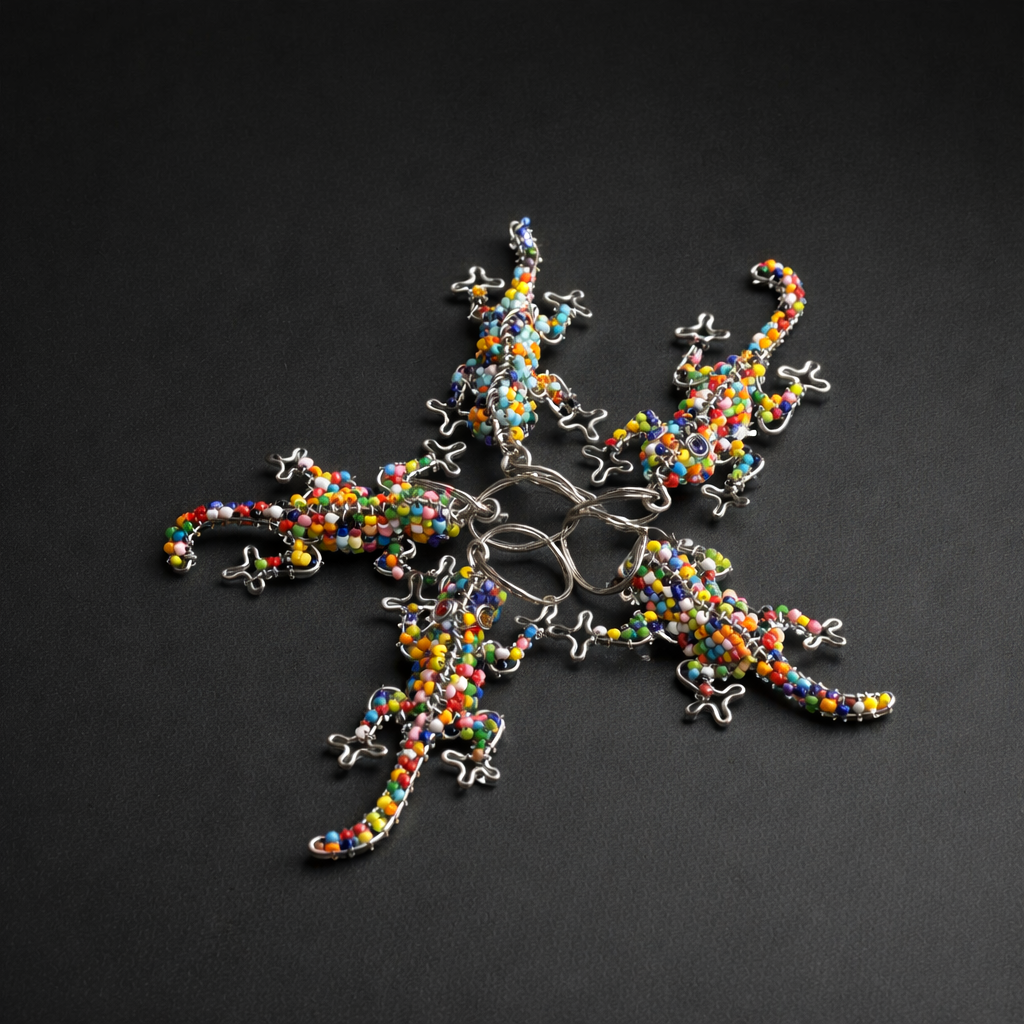 Beaded Gecko 3D Keyring