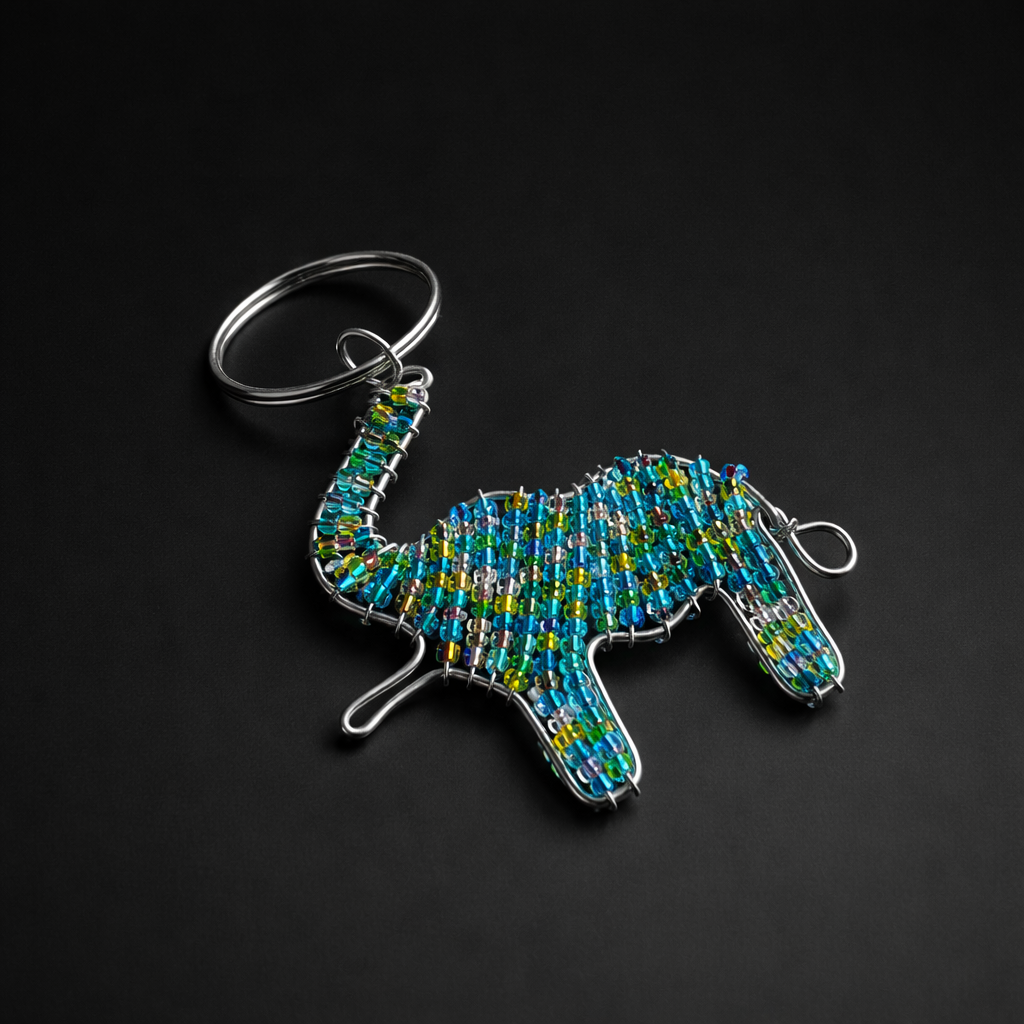 Beaded Elephant Flat Keyring