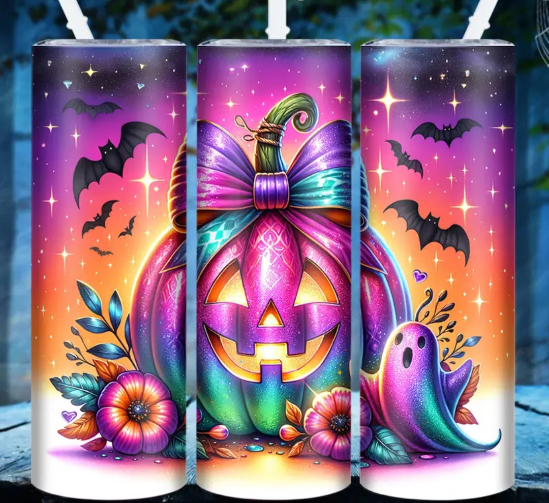 20oz Stainless Steel Flask Halloween Bright Pumpkin