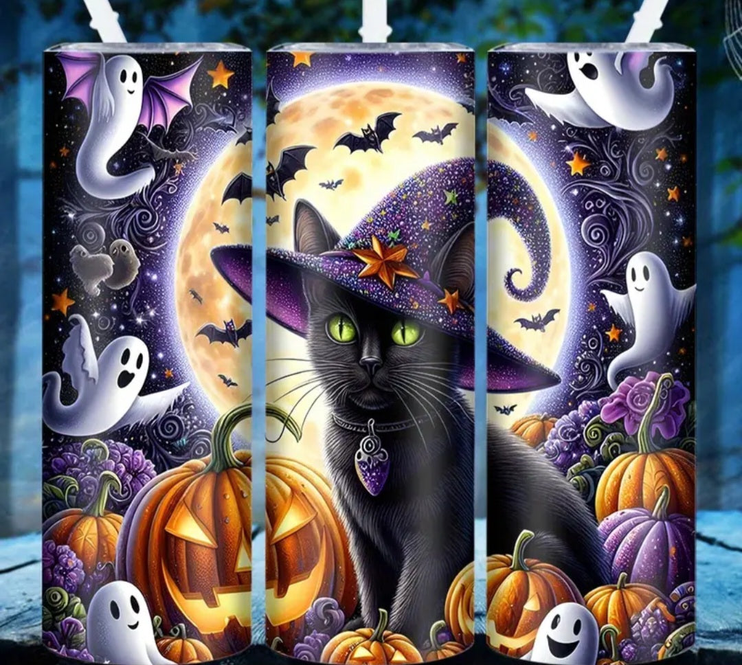 20oz Stainless Steel Flask Halloween Pumpkin Cat