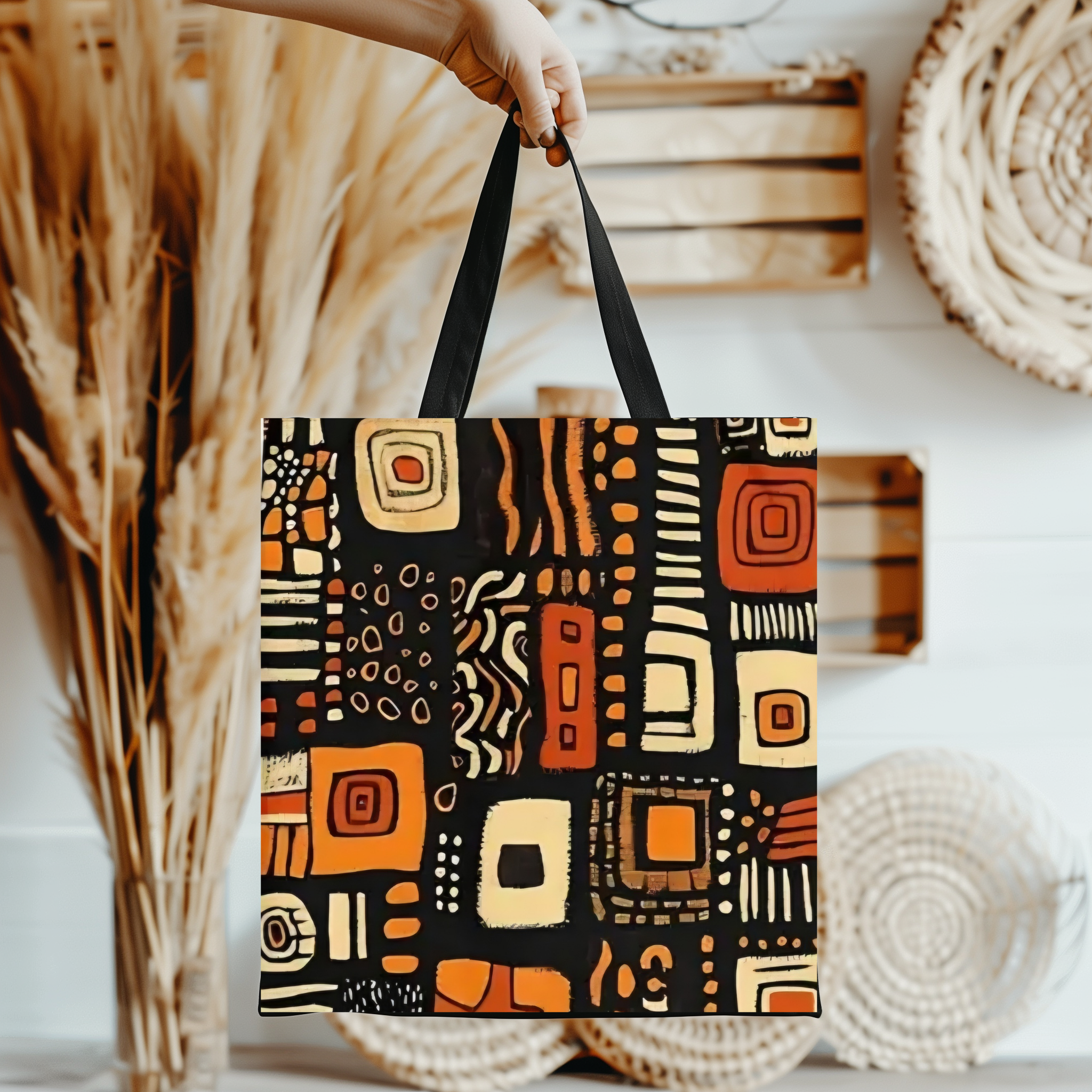 Warm Tribal Canvas Tote Bag