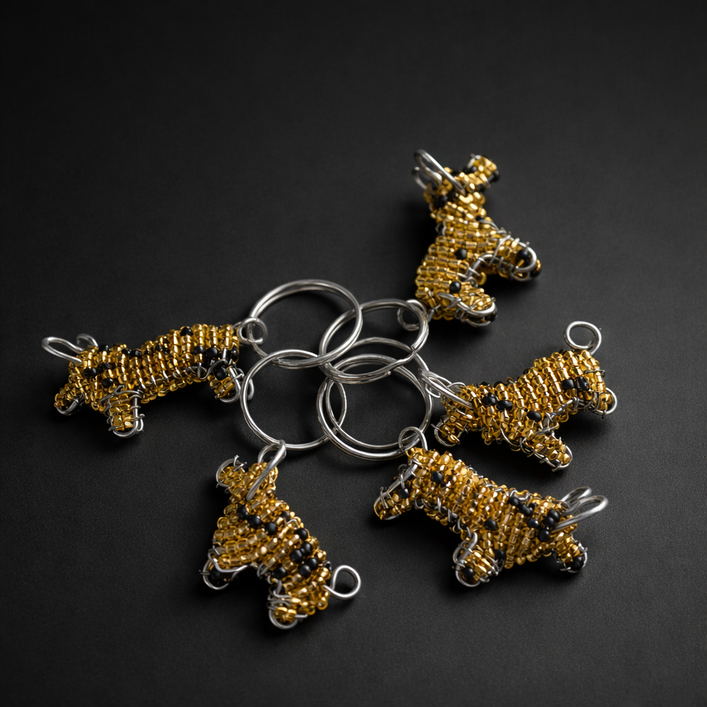 Beaded Wild Dog 3D Keyring