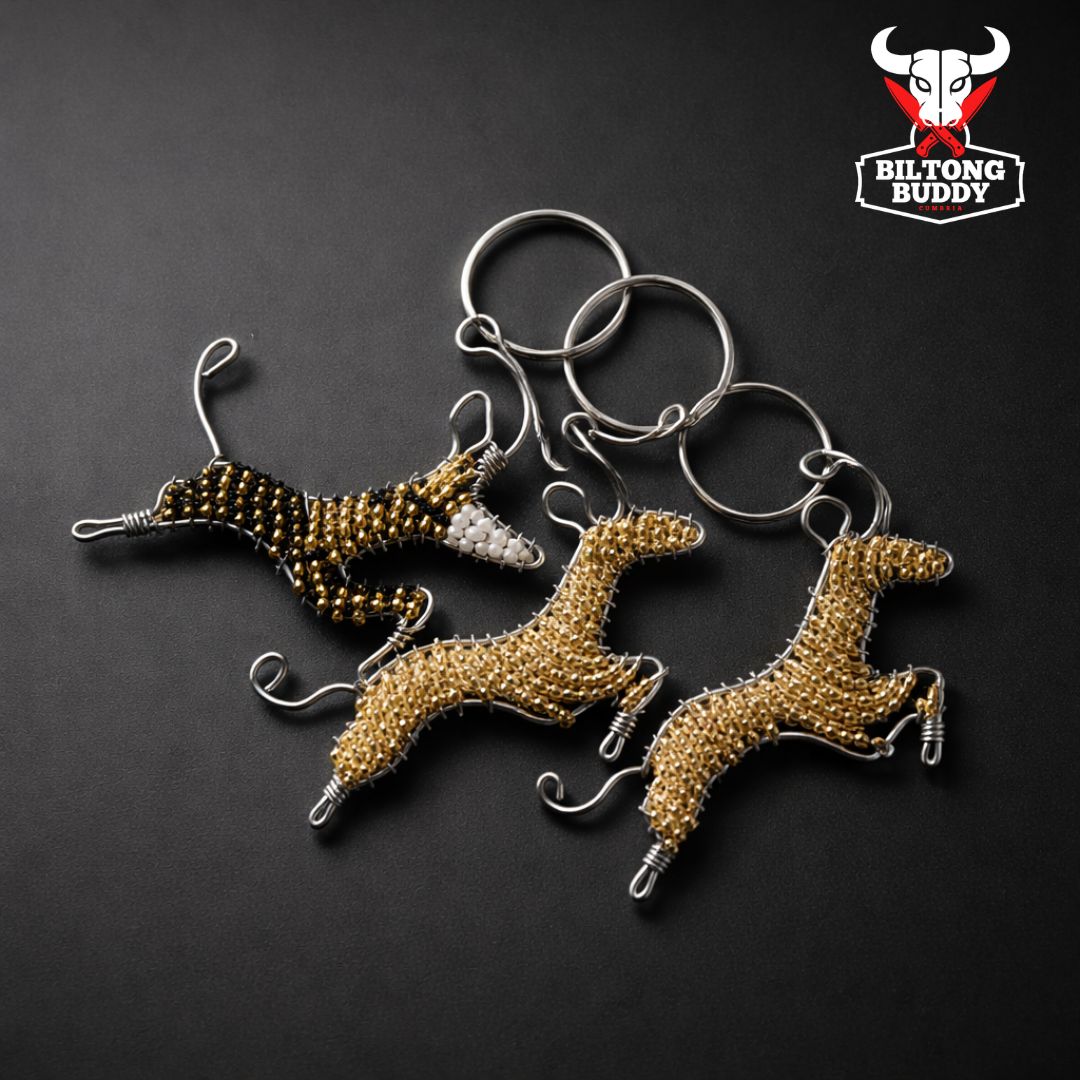 Beaded Springbok Flat Keyring